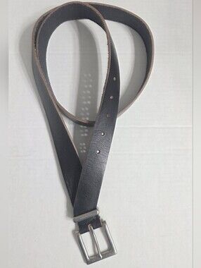 AllSaints Leather Metal Logo Keeper Casual Belt